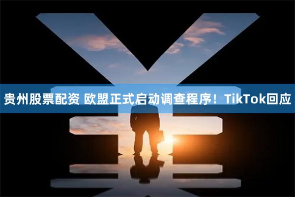 贵州股票配资 欧盟正式启动调查程序！TikTok回应